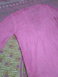 Pink V-Neck Kurta
