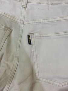 Cream Wide Leg Jeans