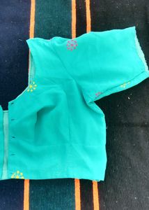 Elegant Turquoise Embroidered Saree