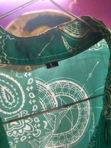 Men's Green Paisley Print Short Sleeve Shirt