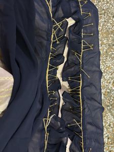 Elegant Navy Blue Capr with Golden Embellishments