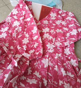 Floral Pink anaarkali short kurti