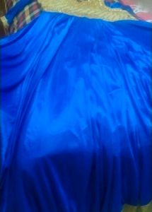 Elegant Blue &amp; Gold Embellished Gown