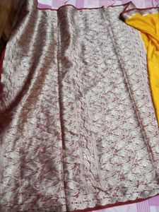 Pure Silk Beautiful Banarasi Saree Yellow Colour