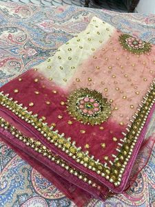 Beautiful Heavy Embroidery Net Saree