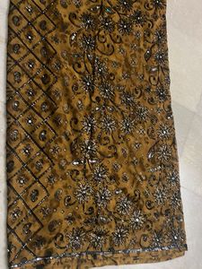 Olive Saree with Sequins
