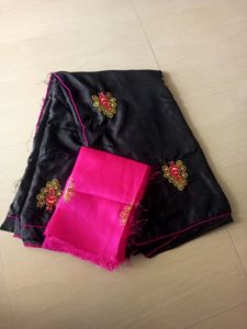 Black Embroidery Work Sana Silk Saree