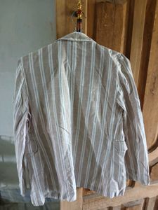 Tokyo Talkies Beige Striped Casual Blazer