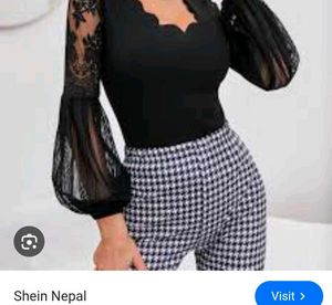 Very Fancy Net Sleeve Shein Top