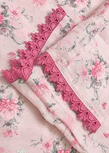 Floral Print Kurta with Lace and dupatta