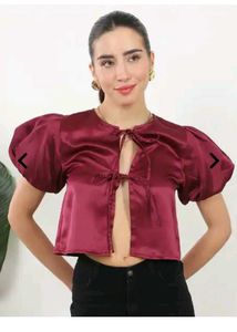 Chic Satin Tie-Front Cropped Top