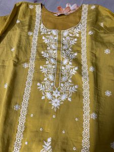 Pakistani Embroidered Yellow Kurta