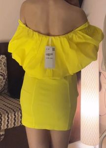 Yellow Off-the-Shoulder Mini Dress