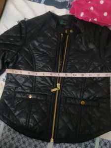 Price Drop...Black Leather Look Jacket For Girls
