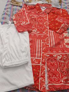 Red Print Pajama Set