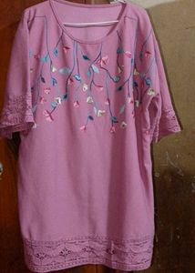 Embroidered Pink Kurti