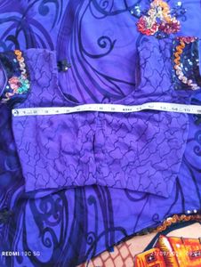 Purple Embroidered Saree with Blouse