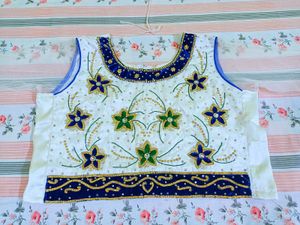 White &amp; Blue Lehenga Choli