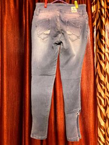 Light Wash Denim Jeans with Side Slits