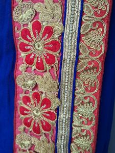 Royal Blue Saree with Floral Embroidery