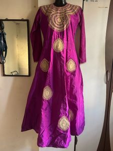 Royal purple embroidered festive gown