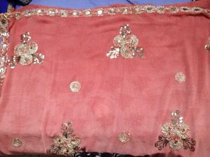 Peach Embellished Saree