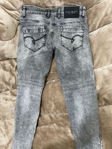 Grey Acid Wash Denim Jeans