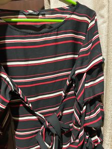 Chic Striped Tie-Waist Blouse