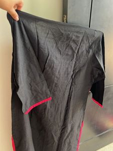 Black Kurta with Red Trim