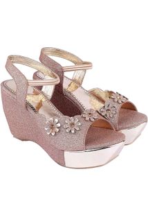 Sparkly Flower Wedge Sandals