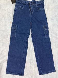 Stylish Blue Denim Cargo Jeans
