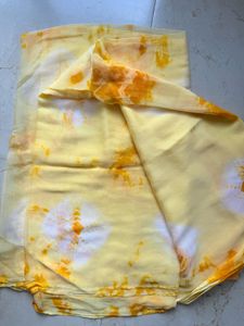 Unused Yellow Tie-Dye Chiffon Saree