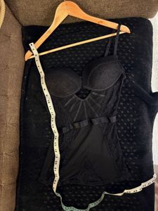 Black Lace Detail Corset Top