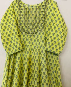 Beautiful Yellow Floral long kurta