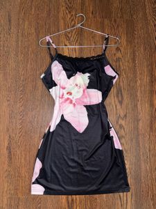 floral beachy black dress