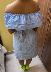 Chic Off-Shoulder Striped Dress