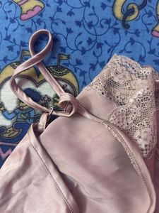 Pink Satin Lace Cami Top