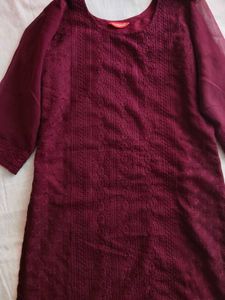 Elegant Maroon Embroidered Kurta