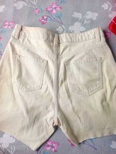 Cream Denim Shorts