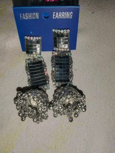 Mirror Work Jhumka Earrings