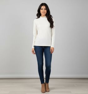 Ruffled Mock Neck Long Sleeve Top