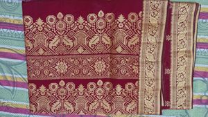 Elegant Maroon & Gold Woven Saree