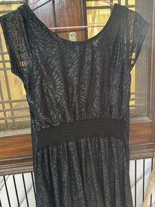 Women Black Floral Net Maxi Dress