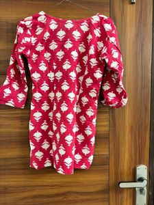Vibrant Pink Block Print Kurta