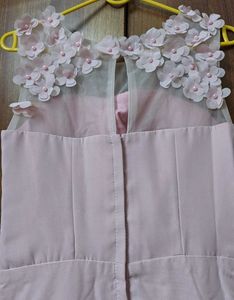 Elegant Pink Gown with Floral Detail