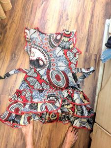 Boho Print Tiered Mini Dress