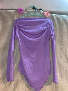 Lavender Off-Shoulder Asymmetrical Top