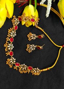 Elegant Gold Plated Kundan Necklace Set