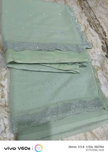 Elegant Pastel Sequin Saree