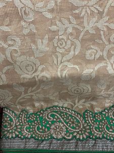 Elegant Beige Floral Saree